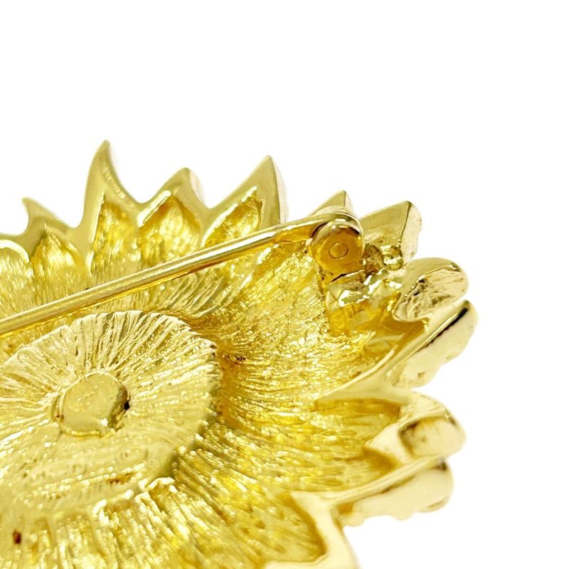 Christian Dior GP Rhinestone Flower Brooch Women Gold 369590 Brooch