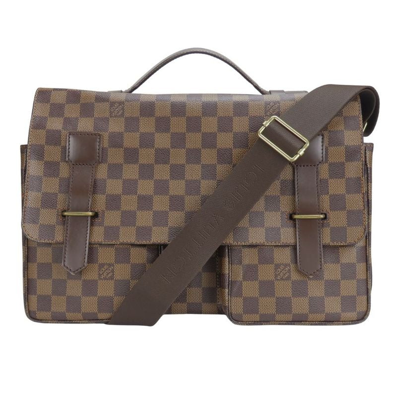 Louis Vuitton Shoulder Bag Broadway Damier Ebene Brown Gold Hardware