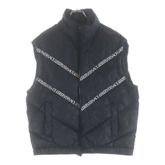 Versace Logo Tape Zip Up Down Vest Black