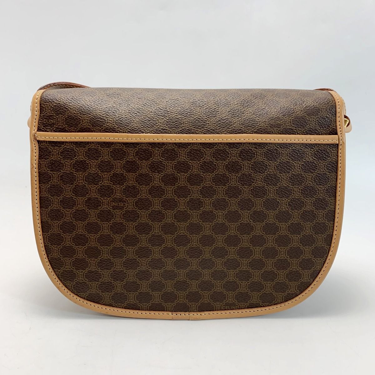 Celine Macadam M14 Brown Shoulder Bag Ladies Gold Hardware