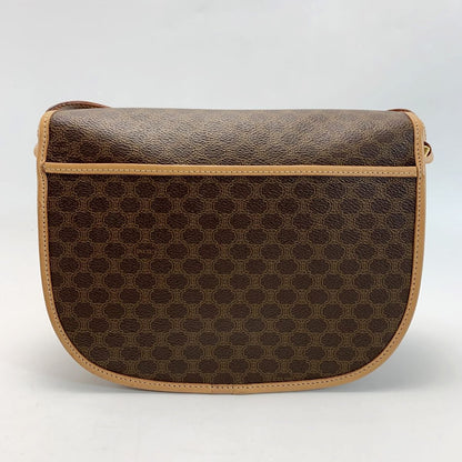Celine Macadam M14 Brown Shoulder Bag Ladies Gold Hardware