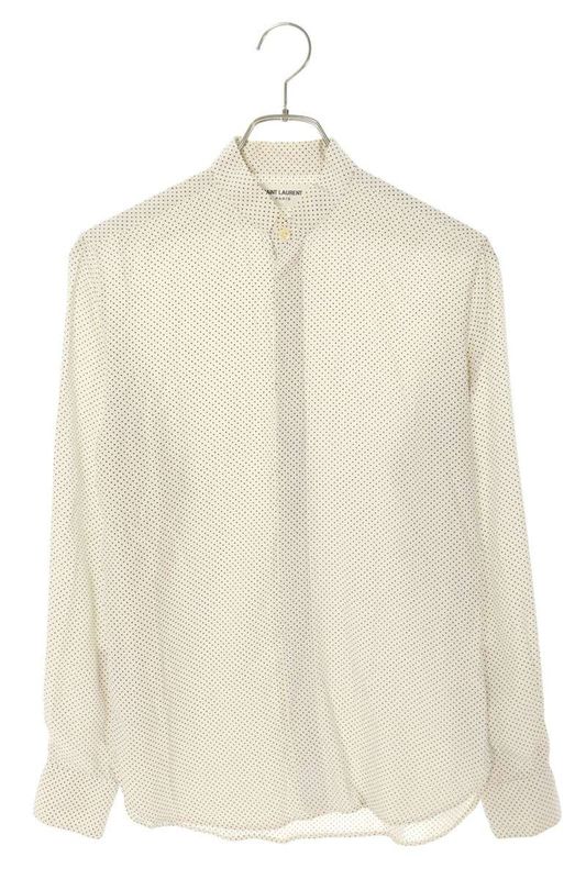 Saint Laurent Paris 467312 Y301w Tiny Dot Silk Long Sleeve Shirt Men's 36