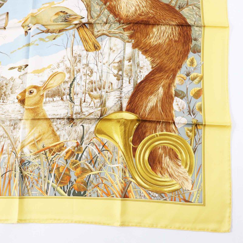 Hermes Carré 90 Chasse Au BOIS Hunting In The Woods 100% Silk Scarf Multi Made