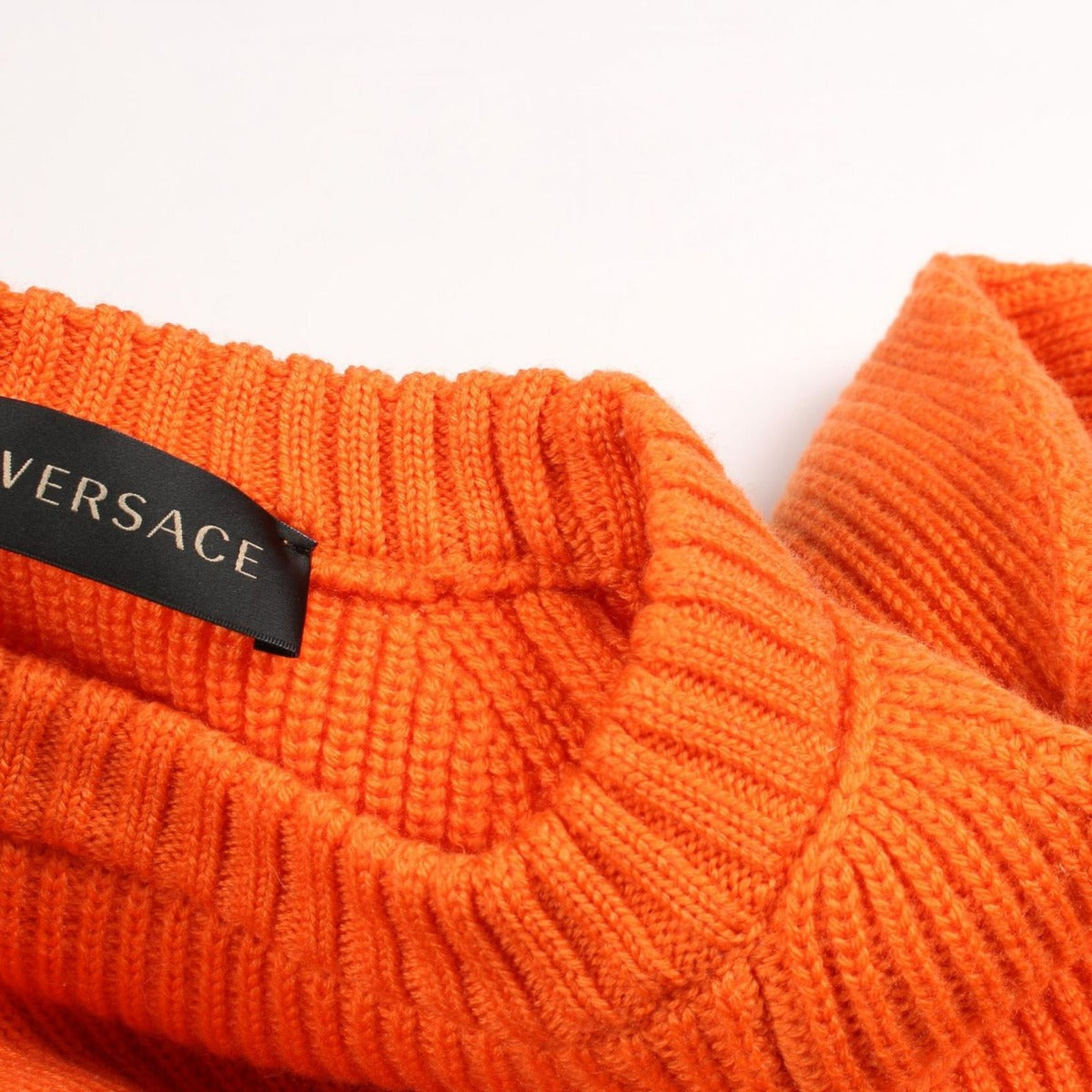 Versace Knit Orange Wool with Safety Pin Rib Sweater B — view 9