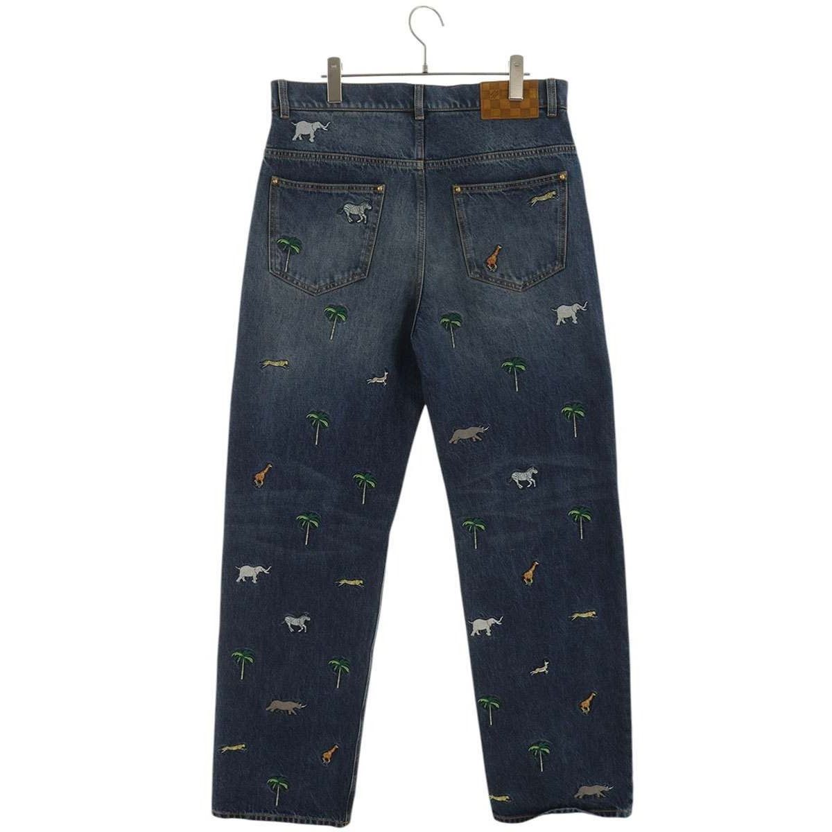 Louis Vuitton Xy3 Animal Embroidery Baggy Denim Pants 30 — view 2