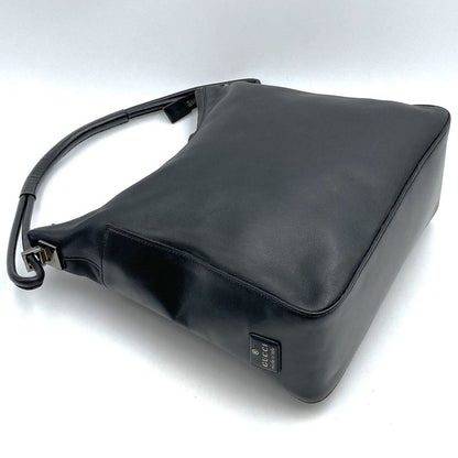 Gucci 001 8766 Shoulder Bag Handbag One Shoulder Black Leather Ladies Men