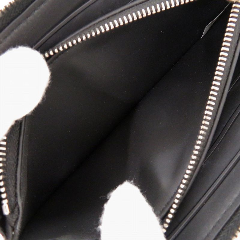 Bottega Veneta Round Zipper Debossed Intrecciato 593217 Rubber Black Long