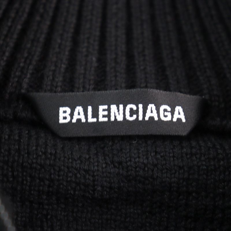 Balenciaga 20AW 641734 Oversized Half Zip Knit Sweater With Logo Pattern