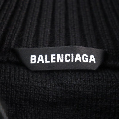 Balenciaga 20AW 641734 Oversized Half Zip Knit Sweater With Logo Pattern
