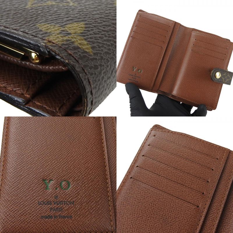 Louis Vuitton Bifold Wallet Portefeuille Viennois M61674 Monogram Brown Gold