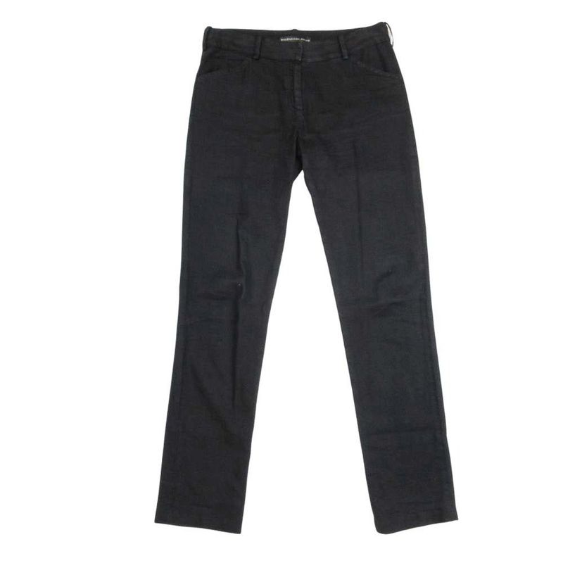 Good Quality Balenciaga Linen Slim Skinny Pants Long Straight Bottoms 36 Black