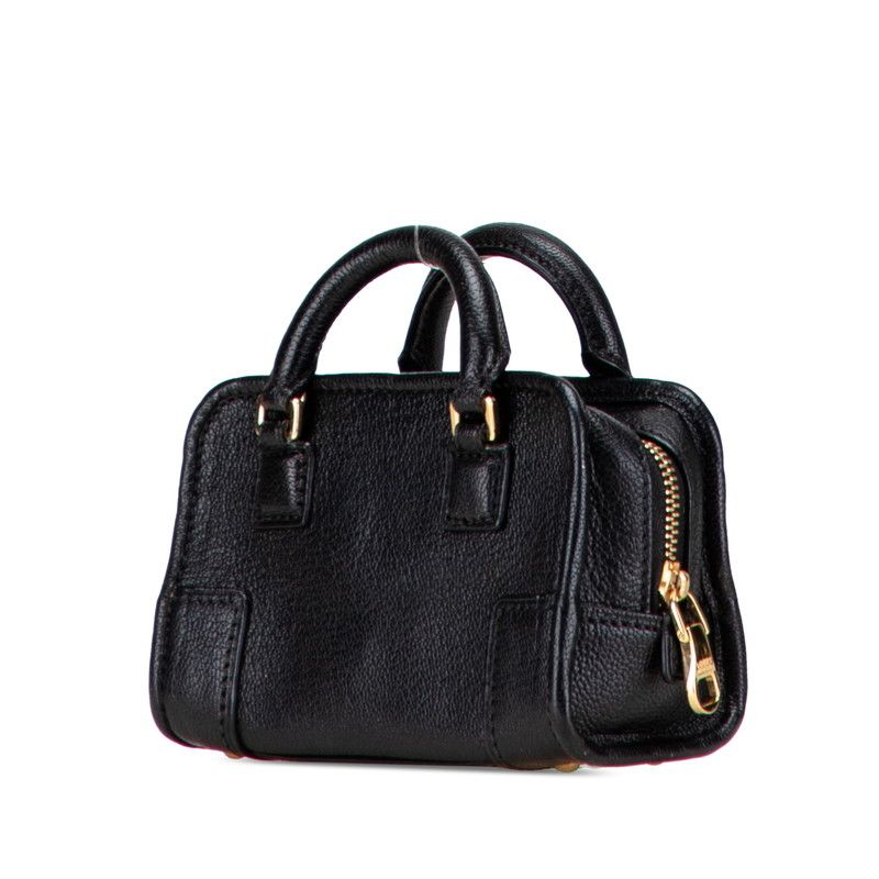 Loewe Anagram Amasona Micro Mini Handbag Shoulder Bag 2WAY Black Leather Women
