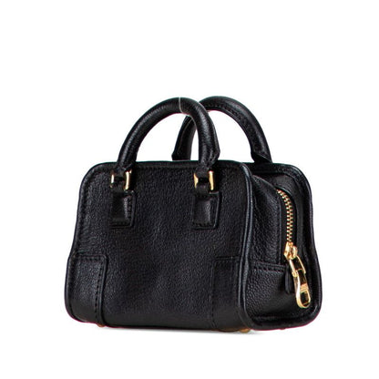 Loewe Anagram Amasona Micro Mini Handbag Shoulder Bag 2WAY Black Leather Women