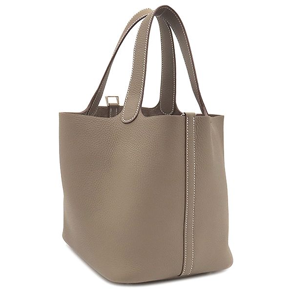 Hermes Handbag Picotin Lock MM Taurillon Clemence Etoupe Silver Hardware Never