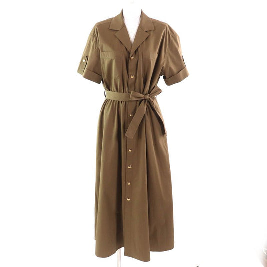 Celine 2r61c575p Cotton Logo Button Cotton Twill Safari Dress Short Sleeve