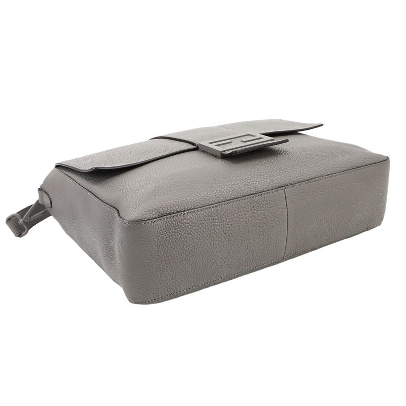 Fendi Baguette Shoulder Messenger Bag Leather Gray 7va536 Silver Hardware