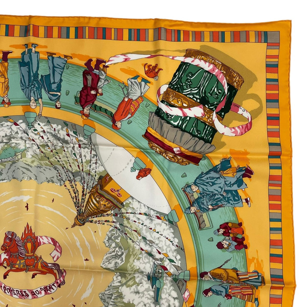 Hermes Carre 90 Scarf 100% Silk Prieres AU Vent Prayer in the Wind Yellow Box — view 4