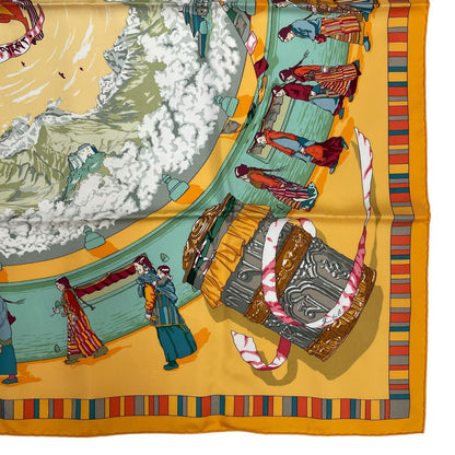 Hermes Carre 90 Scarf 100% Silk Prieres AU Vent Prayer in the Wind Yellow Box — view 6