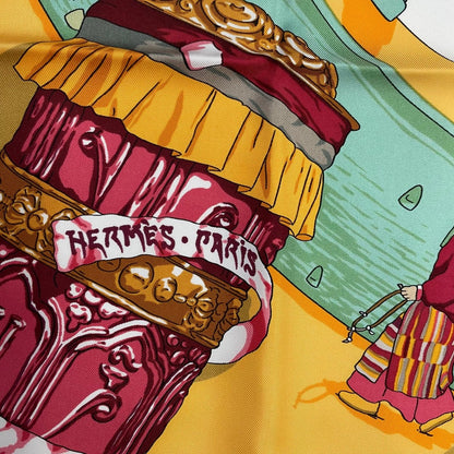 Hermes Carre 90 Scarf 100% Silk Prieres AU Vent Prayer in the Wind Yellow Box — view 7