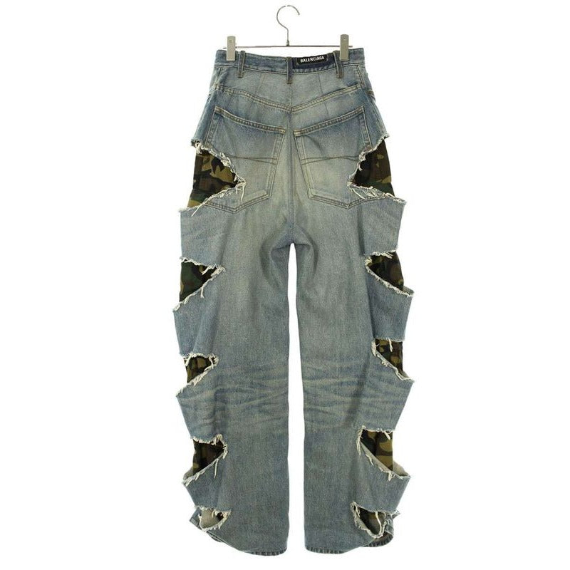 Balenciaga Tdw14 Camouflage Layered Crushed Denim Pants XS — view 2