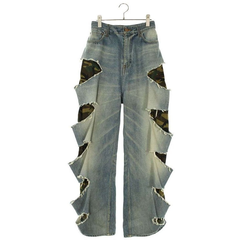 Balenciaga Tdw14 Camouflage Layered Crushed Denim Pants XS