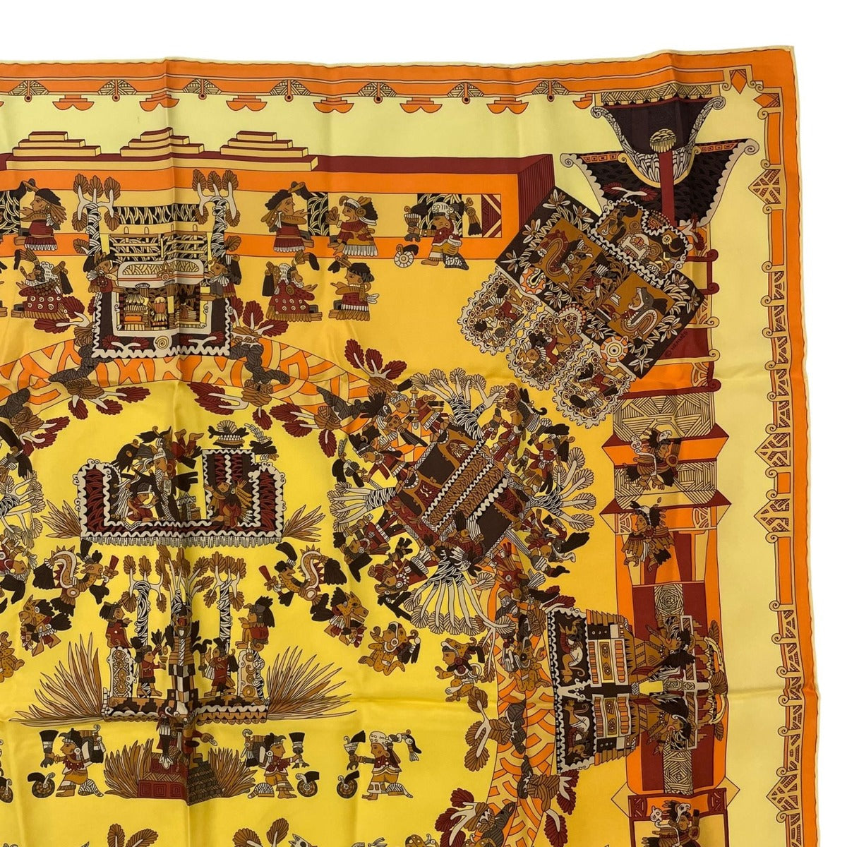 Hermes Scarf Silk Carre 90 Astres Et Soleils Celestial Bodies and the Sun Yellow — view 3