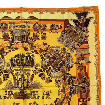 Hermes Scarf Silk Carre 90 Astres Et Soleils Celestial Bodies and the Sun Yellow — view 3