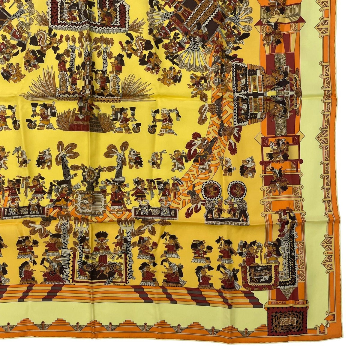 Hermes Scarf Silk Carre 90 Astres Et Soleils Celestial Bodies and the Sun Yellow — view 5