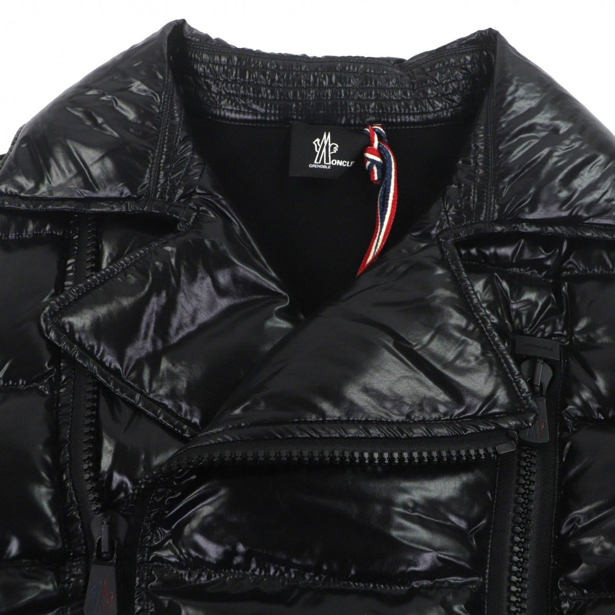 Moncler Grenoble Double Rider's Down Jacket with Logo Patch Black — view 2