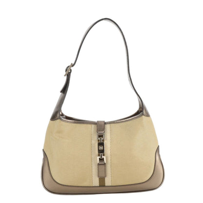 Gucci Jackie 001 Leather Canvas Shoulder Bag Hand