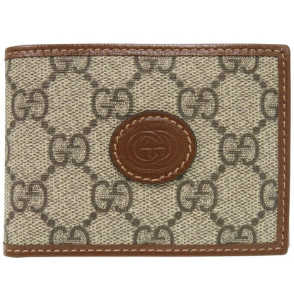 Gucci Interlocking G GG Supreme Beige Bifold Wallet Billfold 0049