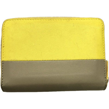 Celine Phoebe Period Round Zip Bicolor Coin Case Mini Wallet Yellow Gray