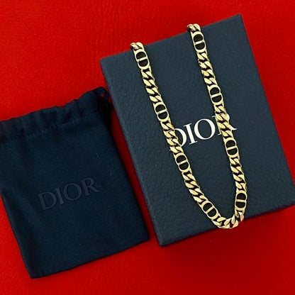 Christian Dior CD Logo GP Necklace Choker Pendant Accessory