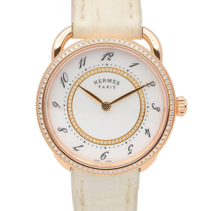 Hermes Watch Also White 18K Pink Gold Diamond