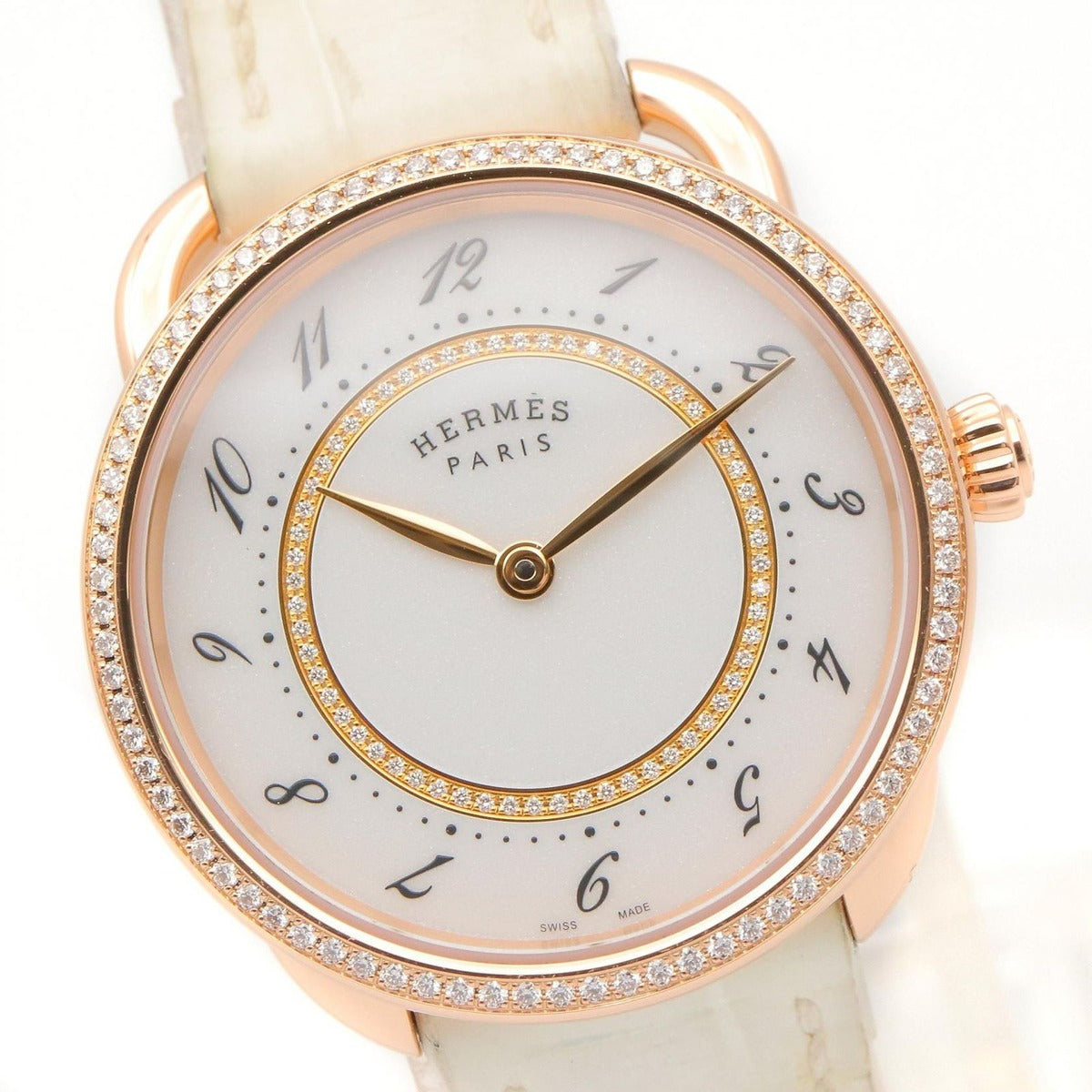 Hermes Watch Also White 18K Pink Gold Diamond — view 3