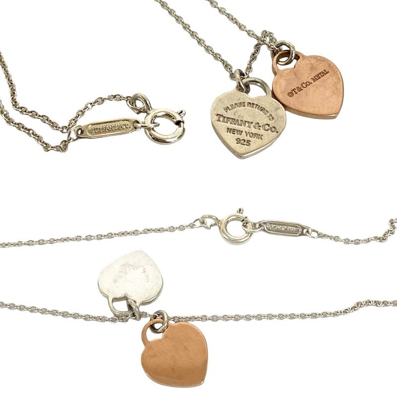 Tiffany & Co Return To Double Heart Silver 925 Metal Necklace