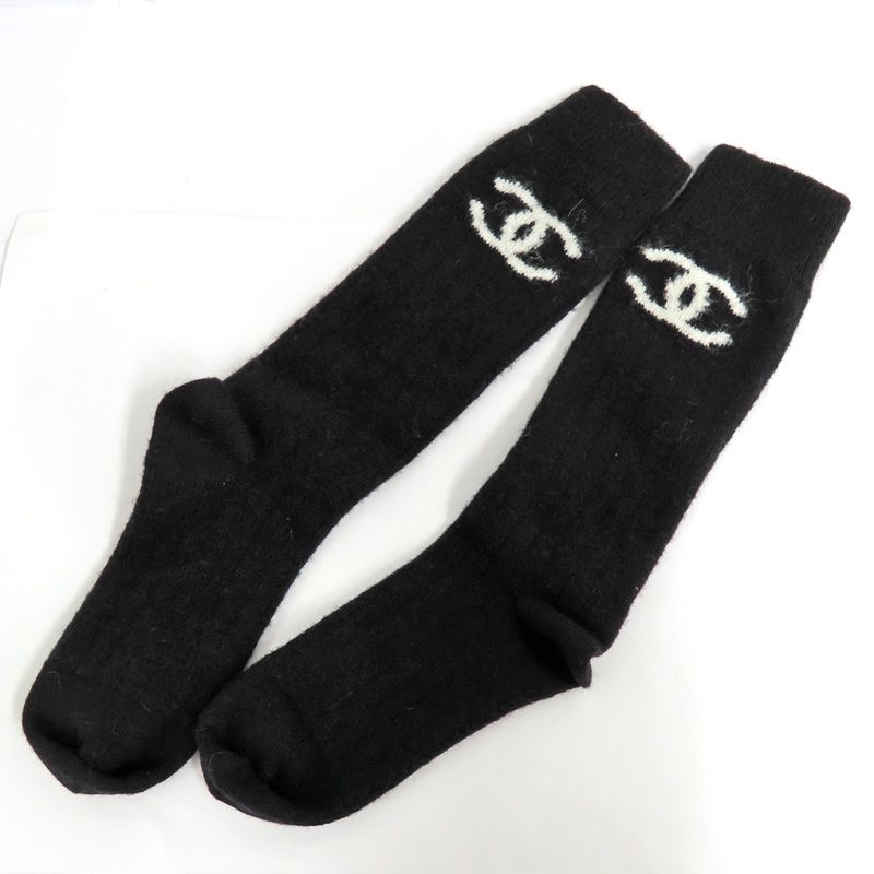 Chanel Sandals 23K G45291 Boa Rhinestone Coco Mark 38 Black Leather