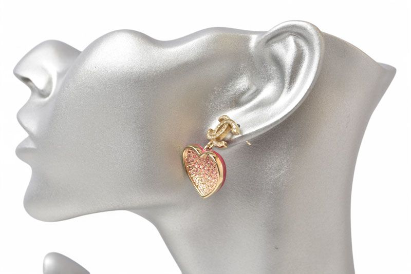 Chanel Earrings Chanel CC Coco Heartmochief Gold Rose C23