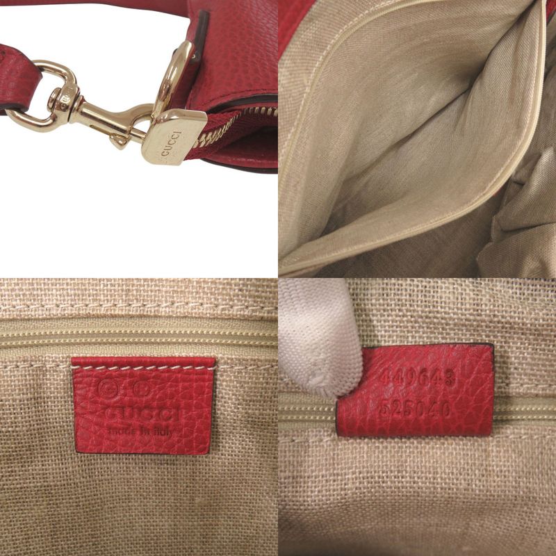 Gucci Bamboo Tassel 449643 Leather Bamboo Red 2way Handbag Red 0910 Gucci