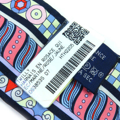 Hermes 063853s Harnais En Rosace Harness Rose Window 100% Silk Marine/rose/jaun