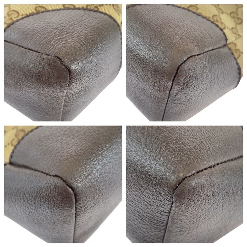 Gucci Beige Brown Silver Hardware GG Canvas/leather 114 273 Shoulder Bag