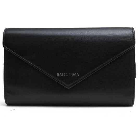 Balenciaga Long Wallet Men Leather Black Papier Za Money