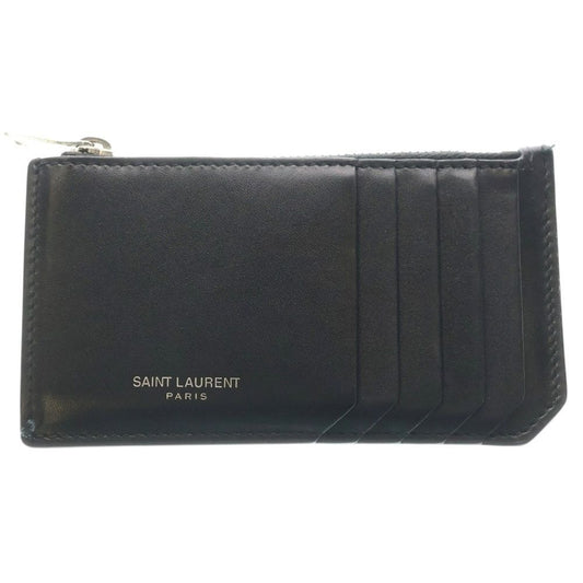 Saint Laurent Paris Front Logo Leather Fragment Card Case Black