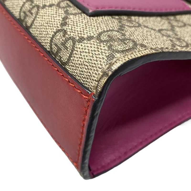 Gucci Shoulder Bag Padlock GG Small 409487 Dark Brown X Red X Multi Chain