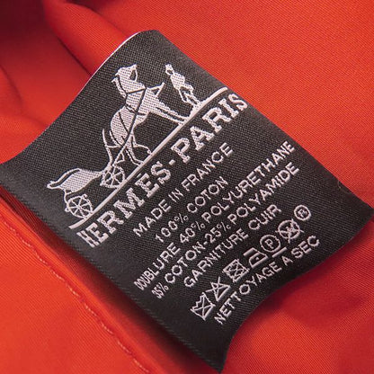 Hermes Pouch Bolide Pouch Mini Cotton Natural and Orange Silver Hardware Never