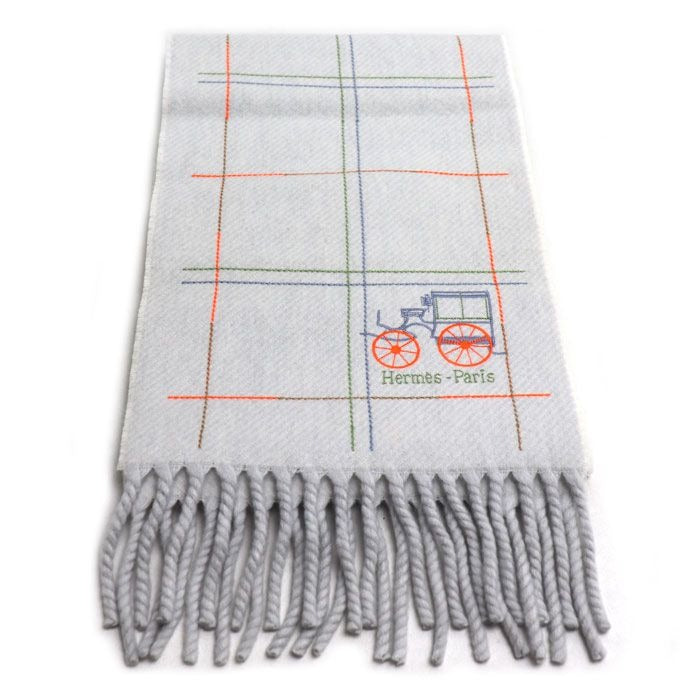 Hermes Grand Brode Berlin Muffler Gray Grid Nord 01 Scarf