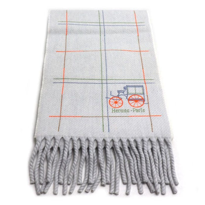 Hermes Grand Brode Berlin Muffler Gray Grid Nord 01 Scarf