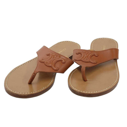 Celine Triomphe Thong Sandals Brown 36