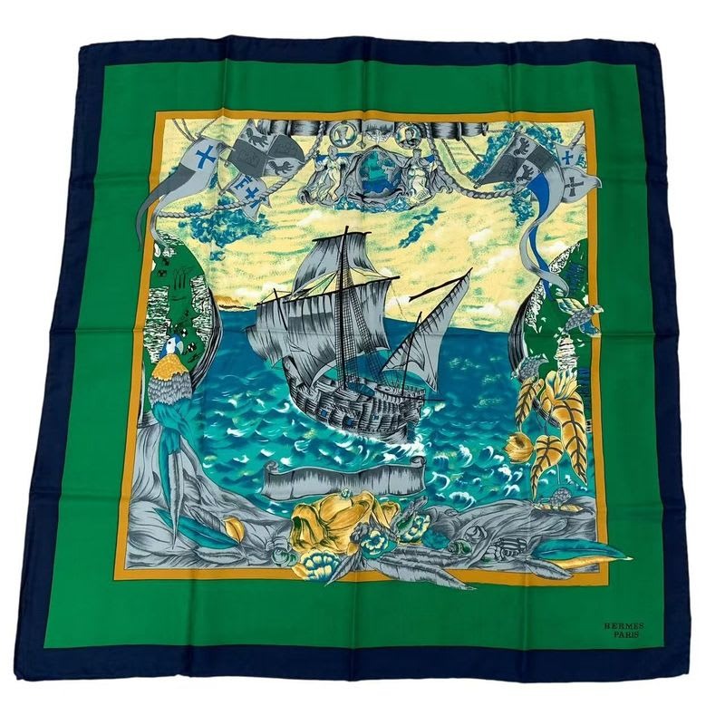 Hermes Scarf Carre 90 Silk Christophe Colomb Decouvre 1 Amerique 12 Octobre 1492