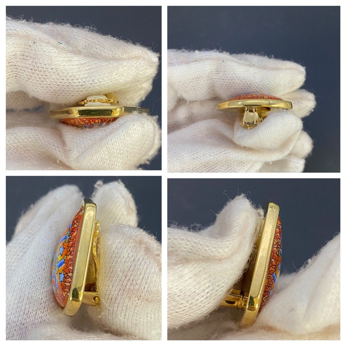 Hermes Enamel Cloisonne Earrings Fan — view 12